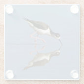 Wading Bird Calm Water Reflection Foto Natuur Glazen Onderzetter (Achterkant)