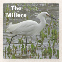 Wading Bird Foto naam White Egret Glazen Onderzetter