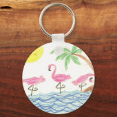 Wading Flamingos Sleutelhanger (Voorkant)