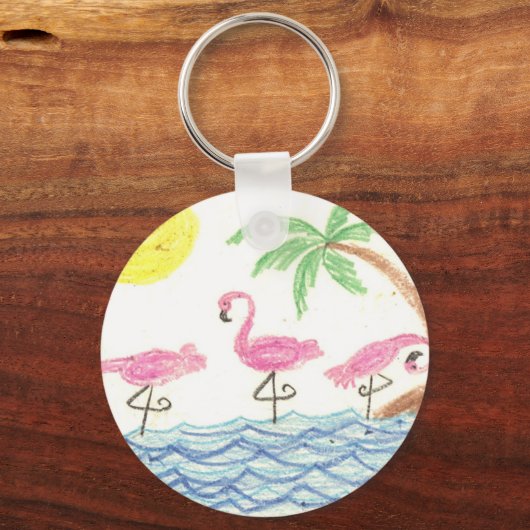 Wading Flamingos Sleutelhanger (Voorkant)