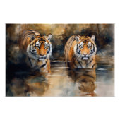Wading Tigers Glossy Poster Wall Art (Voorkant)