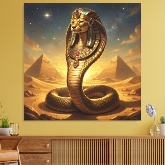 Wadjet – Egyptian Cobra Goddess Canvas Afdruk (Insitu (Woonkamer))