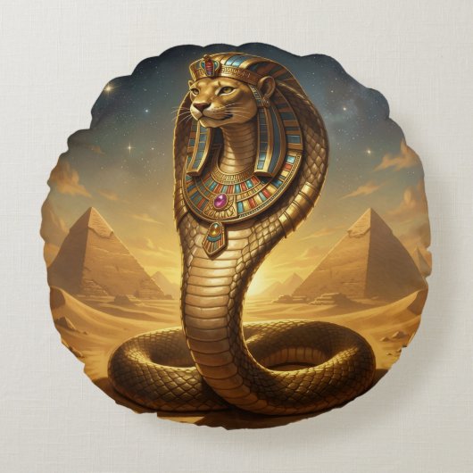 Wadjet – Egyptian Cobra Goddess Rond Kussen (Voorkant)