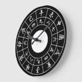 Wadokei Black Face White Kanji Grote Klok (Hoek)