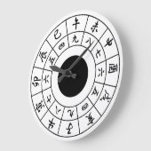 Wadokei Black Kanji White Face Black Grote Klok (Hoek)