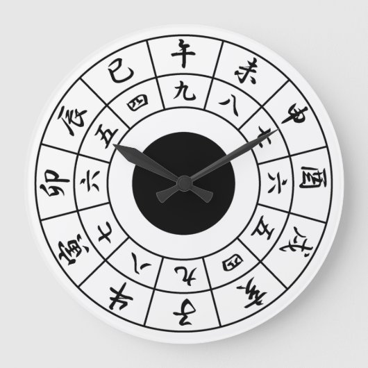 Wadokei Black Kanji White Face Black Grote Klok (Voorkant)