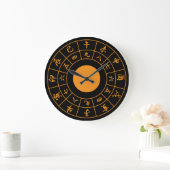 Wadokei Japan Clock Black Face Oranje Kanji Grote Klok (Huis)