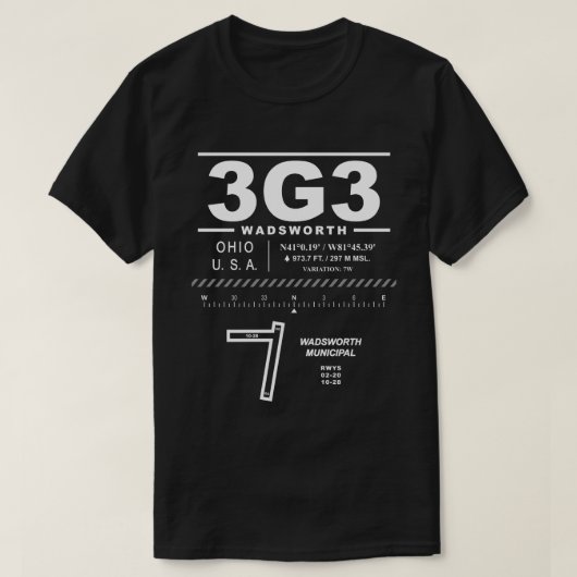Wadsworth Municipal Airport 3G3 T-shirt (Design voorkant)