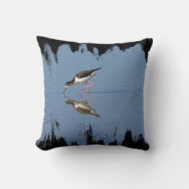 Wadvogel op rustig water reflectie natuurfoto kussen