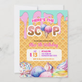 Wafel achtergrond Druppelende Roze IJs Verjaardag Kaart (Voorkant)