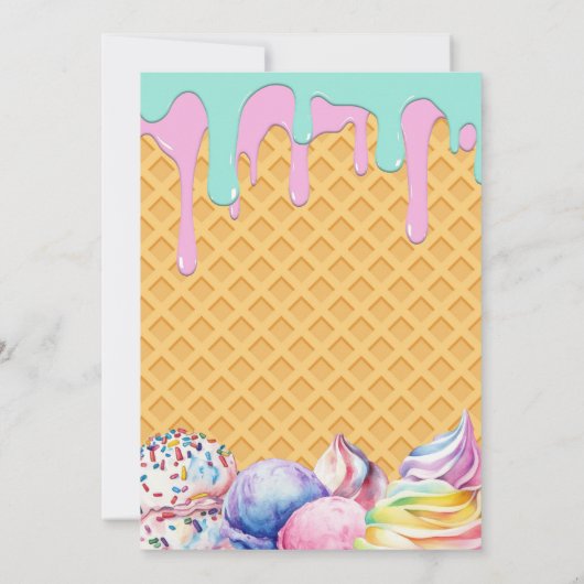 Wafel achtergrond Druppelende Roze IJs Verjaardag Kaart (Achterkant)