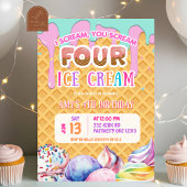 Wafel achtergrond Druppelende Roze IJs Verjaardag Kaart