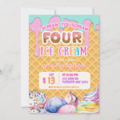 Wafel achtergrond Druppelende Roze IJs Verjaardag Kaart (Voorkant)