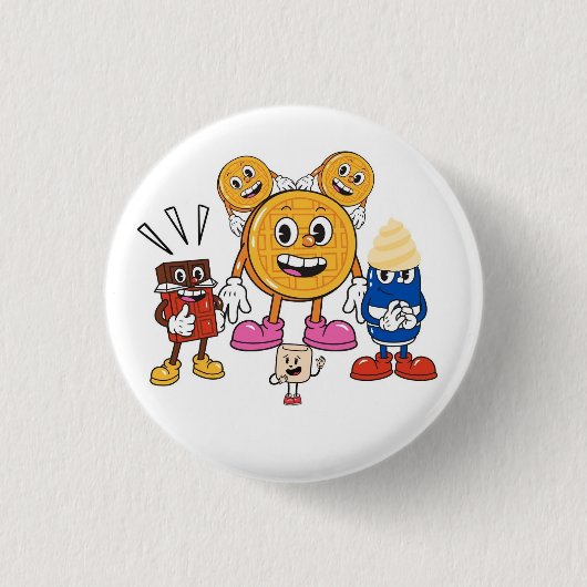 Wafel, Chantilly, Chocolat, Marshmallow Ronde Button 3,2 Cm (Voorkant)