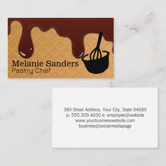 Wafel en chocoladesiroop | whiskymengkom visitekaartje (Voorkant / Achterkant)