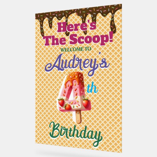 Wafel Ice Cone 4e verjaardag Acryl Bord (Hoek)