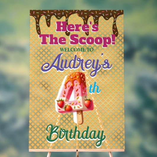 Wafel Ice Cone 4e verjaardag Acryl Bord (Neutraal)