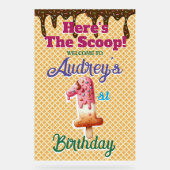 Wafel Ice Cream Cone 1e Verjaardag Acryl Bord (Voorkant)