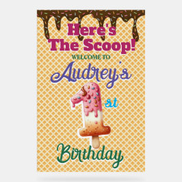 Wafel Ice Cream Cone 1e Verjaardag Acryl Bord