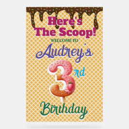 Wafel Ice Cream Cone 3e Verjaardag Acryl Bord