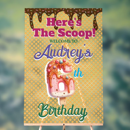 Wafel Ice Cream Cone 6e verjaardag Acryl Bord (Neutraal)