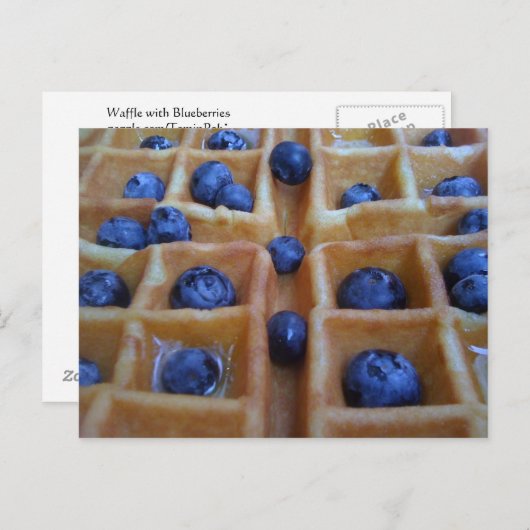 Wafel met blauwe bessen briefkaart (Voorkant / Achterkant)