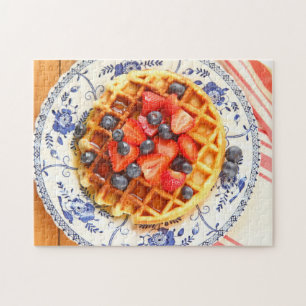 Wafel met verse vruchten van bovenaf legpuzzel