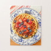 Wafel met verse vruchten van bovenaf legpuzzel (Verticaal)