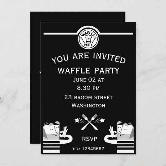 Wafel Party Invite Kaart (Voorkant / Achterkant)