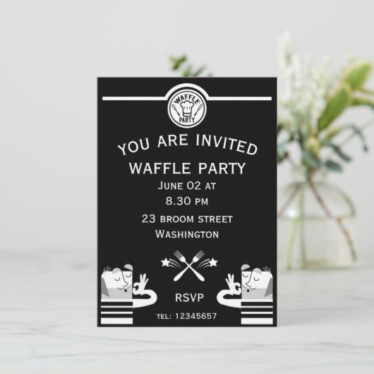 Wafel Party Invite Kaart (Staand voorkant)