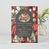 Wafel & Pyjama Kerstmisspelen Bloemenfeest Kaart (Staand voorkant)