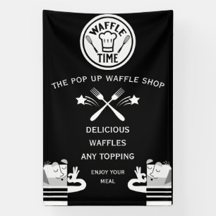 Wafelhoek of pop-upvoedselkraam spandoek