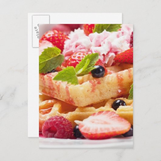 Wafelkoek met verse besvruchten briefkaart (Voorkant / Achterkant)