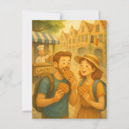Wafelmoment in België – Geïllustreerde Reispost Briefkaart