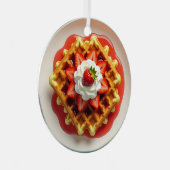 Wafels, aardbeien en slagroom Kerstmis Metalen Ornament (Voorkant Rechts)