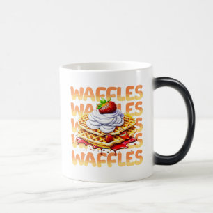 Wafels bedekt met aardbeien gepersonaliseerd magische mok