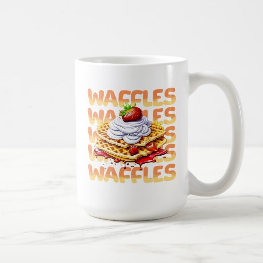 Wafels bedekt met aardbeien koffiemok (Rechts)