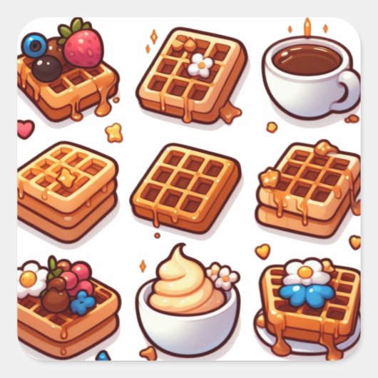 Wafels deel 2 vierkante sticker (Voorkant)