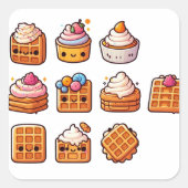 Wafels deel 2 vierkante sticker (Voorkant)