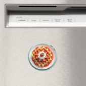 Wafels en aardbeien met slagroom magneet (Insitu (Vaatwasser))