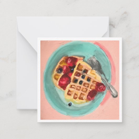 Wafels en bessen notitiekaartje (Voorkant)