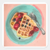 Wafels en Bessen Vierkante Sticker (Voorkant)