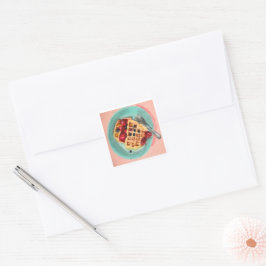Wafels en Bessen Vierkante Sticker