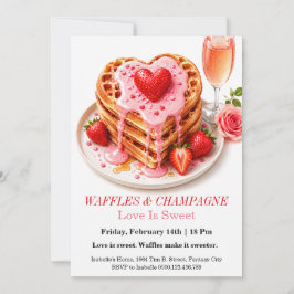 Wafels en Champagne Uitnodiging Valentijn Brunch