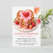 Wafels en Champagne Uitnodiging Valentijn Brunch (Staand voorkant)