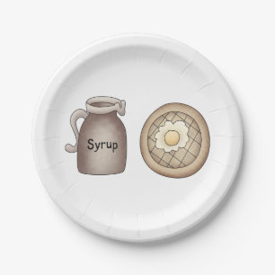 Wafels en esdoornstroop papieren bordje