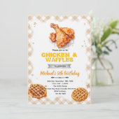 Wafels en kip feest uitnodiging (Staand voorkant)