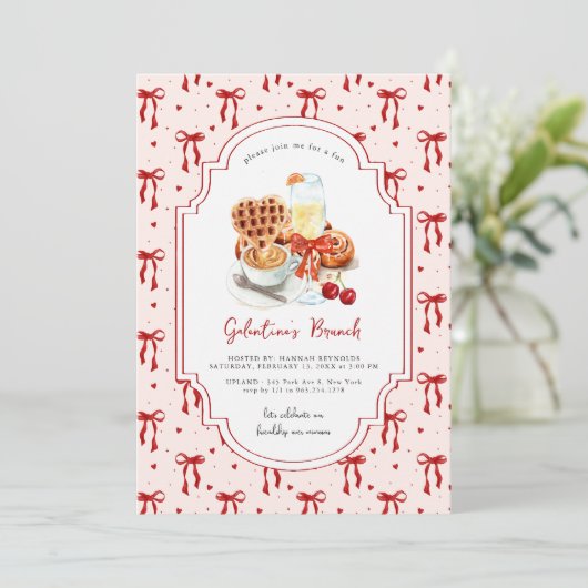 Wafels en mimosa's | Dag van de Valentijnsdag brun Kaart (Staand voorkant)