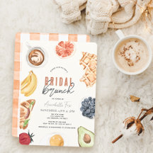 Wafels Koffie Fruiten Aquarel Bruids Brunch