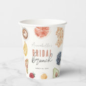 Wafels Koffie Fruiten Waterverf Bruids Brunch Papieren Bekers (Voorkant)
